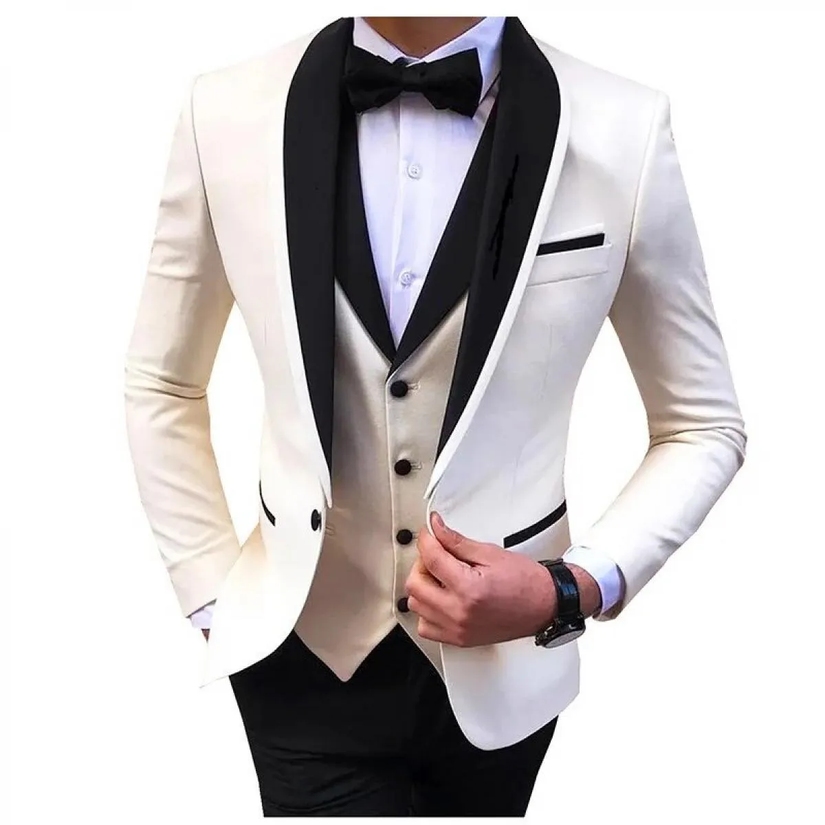 2022 Moda Nuovi Uomini d'Affari 3 Pezzi Abiti Set Cappotto Pantaloni/Maschio Slim Wedding Groomsmen Colorblock Blazer Giacca Pan