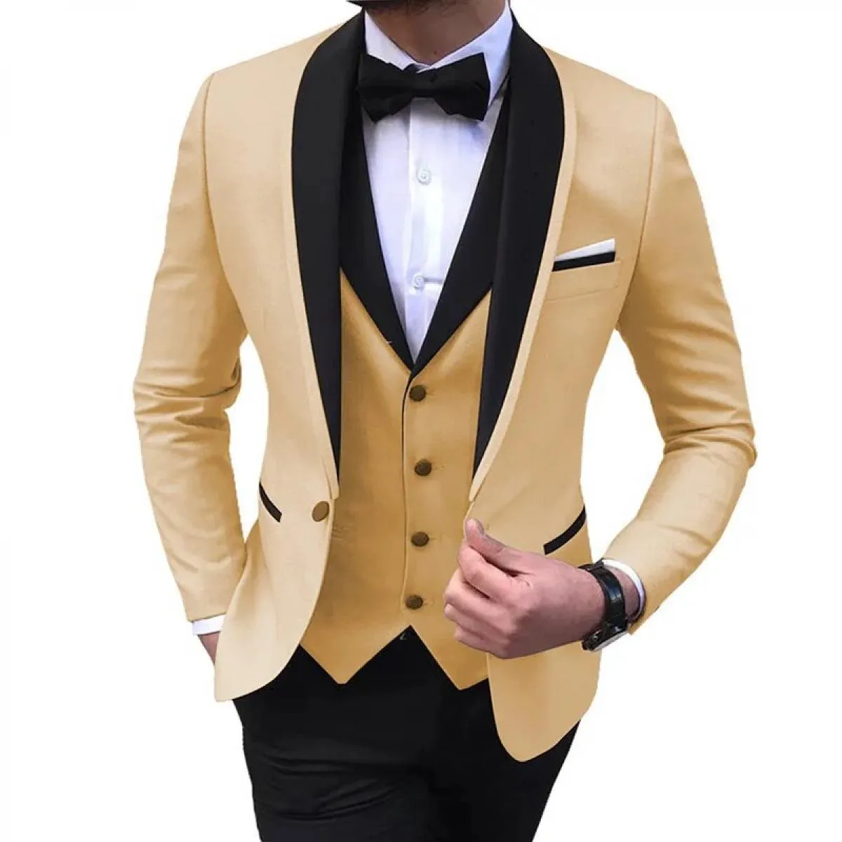 2022 Moda Nuovi Uomini d'Affari 3 Pezzi Abiti Set Cappotto Pantaloni/Maschio Slim Wedding Groomsmen Colorblock Blazer Giacca Pan