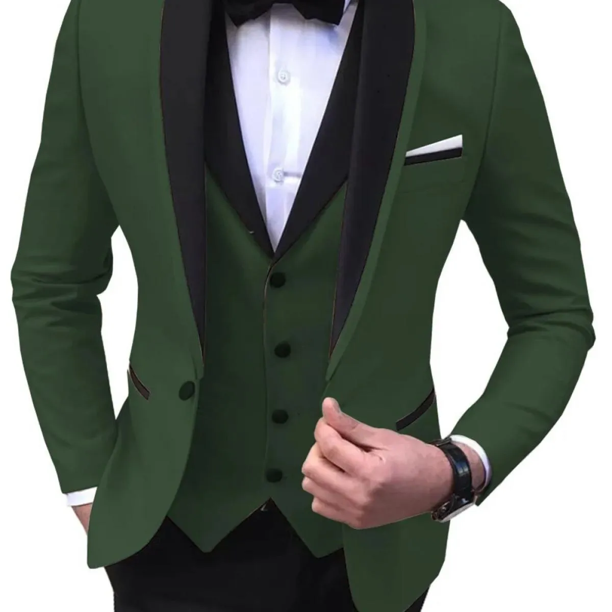 2022 Moda Nuovi Uomini d'Affari 3 Pezzi Abiti Set Cappotto Pantaloni/Maschio Slim Wedding Groomsmen Colorblock Blazer Giacca Pan