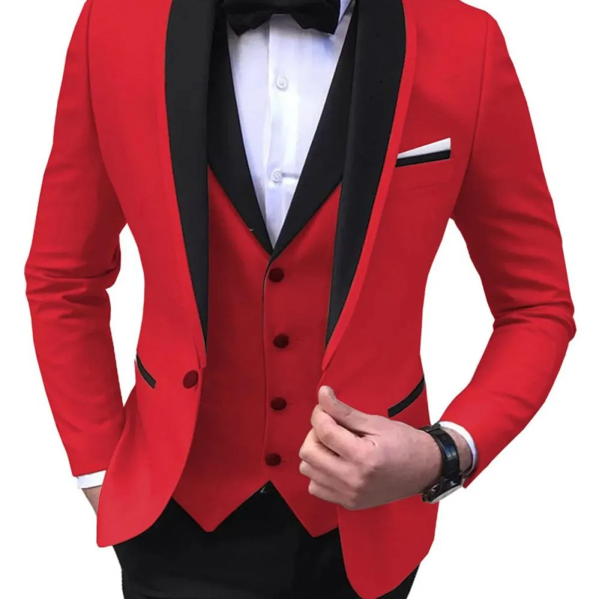 2022 Moda Nuovi Uomini d'Affari 3 Pezzi Abiti Set Cappotto Pantaloni/Maschio Slim Wedding Groomsmen Colorblock Blazer Giacca Pan