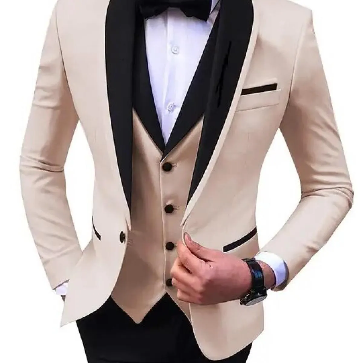 2022 Moda Nuovi Uomini d'Affari 3 Pezzi Abiti Set Cappotto Pantaloni/Maschio Slim Wedding Groomsmen Colorblock Blazer Giacca Pan