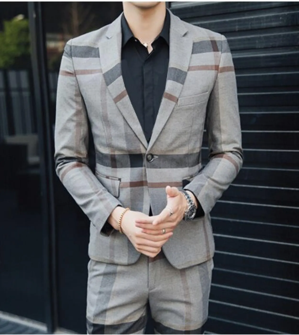 2022 uomini di alta qualità monopetto scozzese casual abito da sposa cappotto pantaloni giacca da uomo giacca gilet pantaloni 3