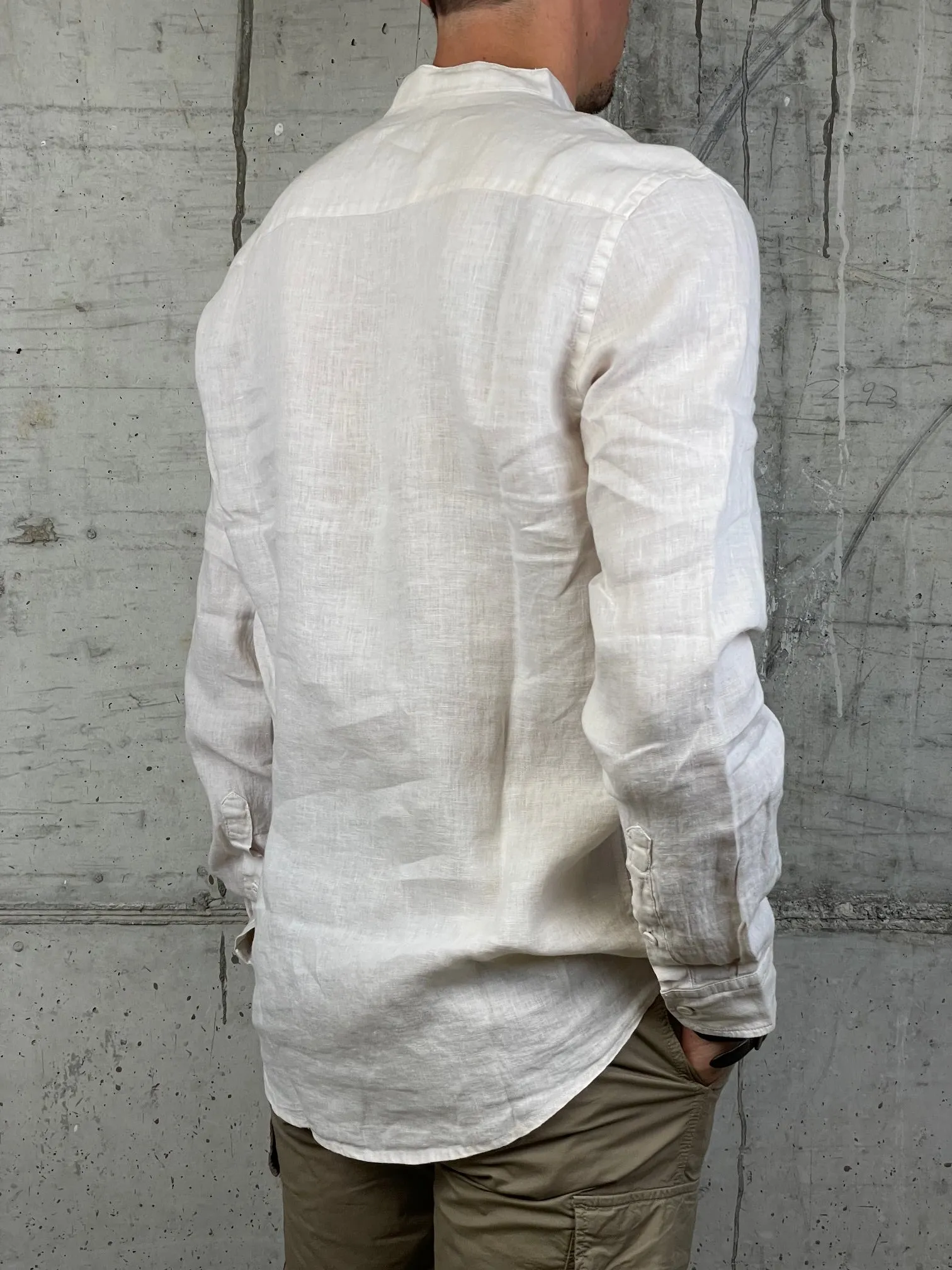 40Weft Camicia di Lino Coreana Panna