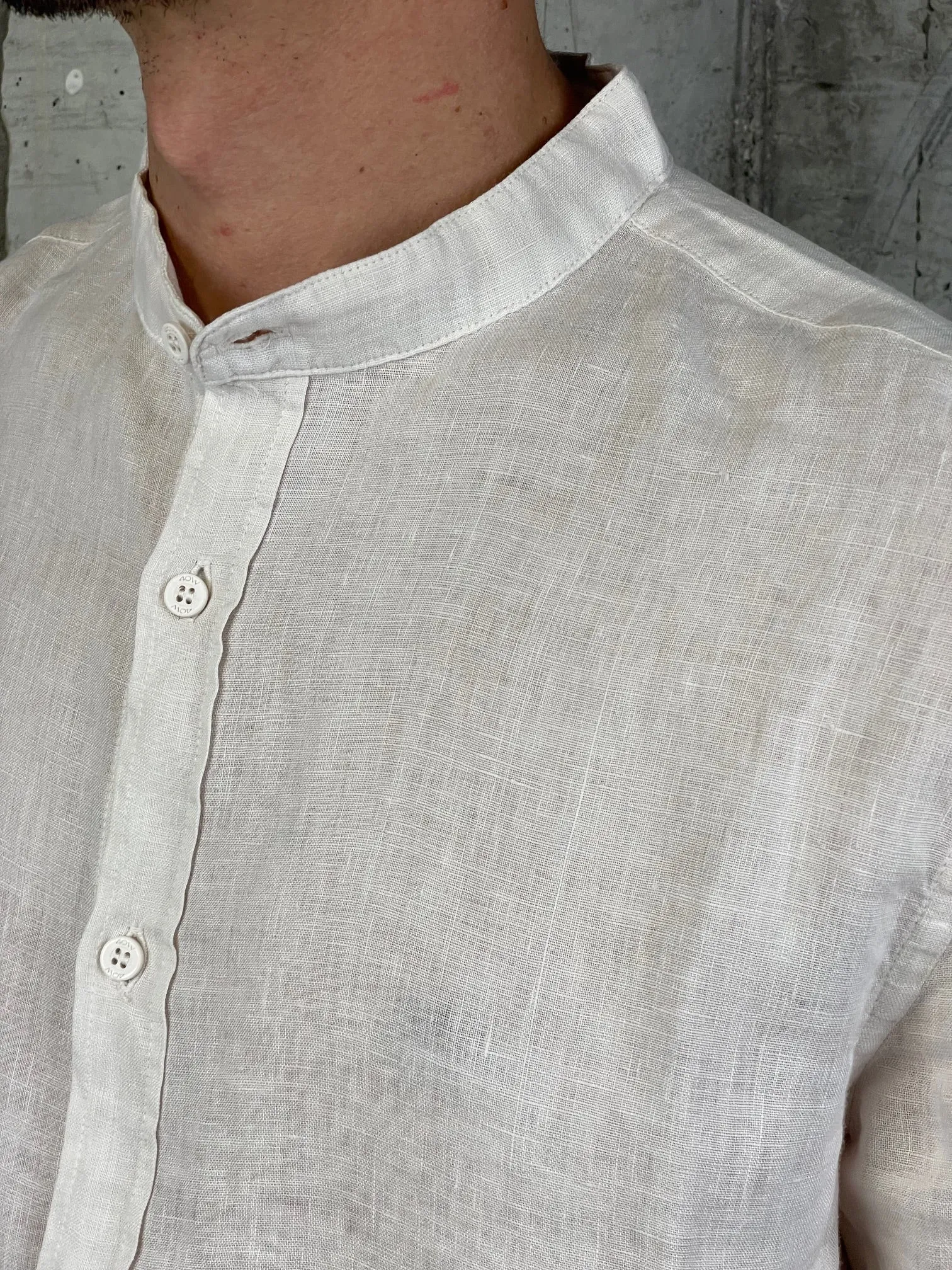 40Weft Camicia di Lino Coreana Panna