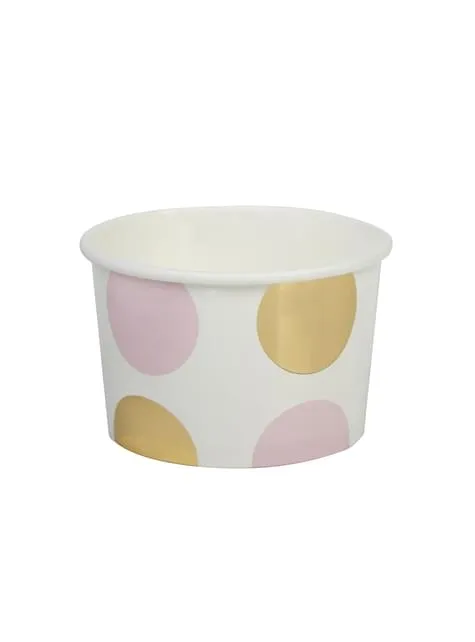 8 coppette a pois rosa e dorati di carta - Pattern Works
