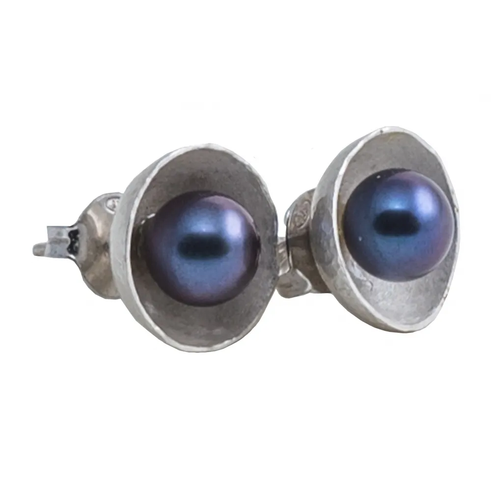 Ab Ove - Orecchini Rotondi in Argento con Perle River - Collezione Venere - Orecchini Artigianali - Alta Qualità Luxury
