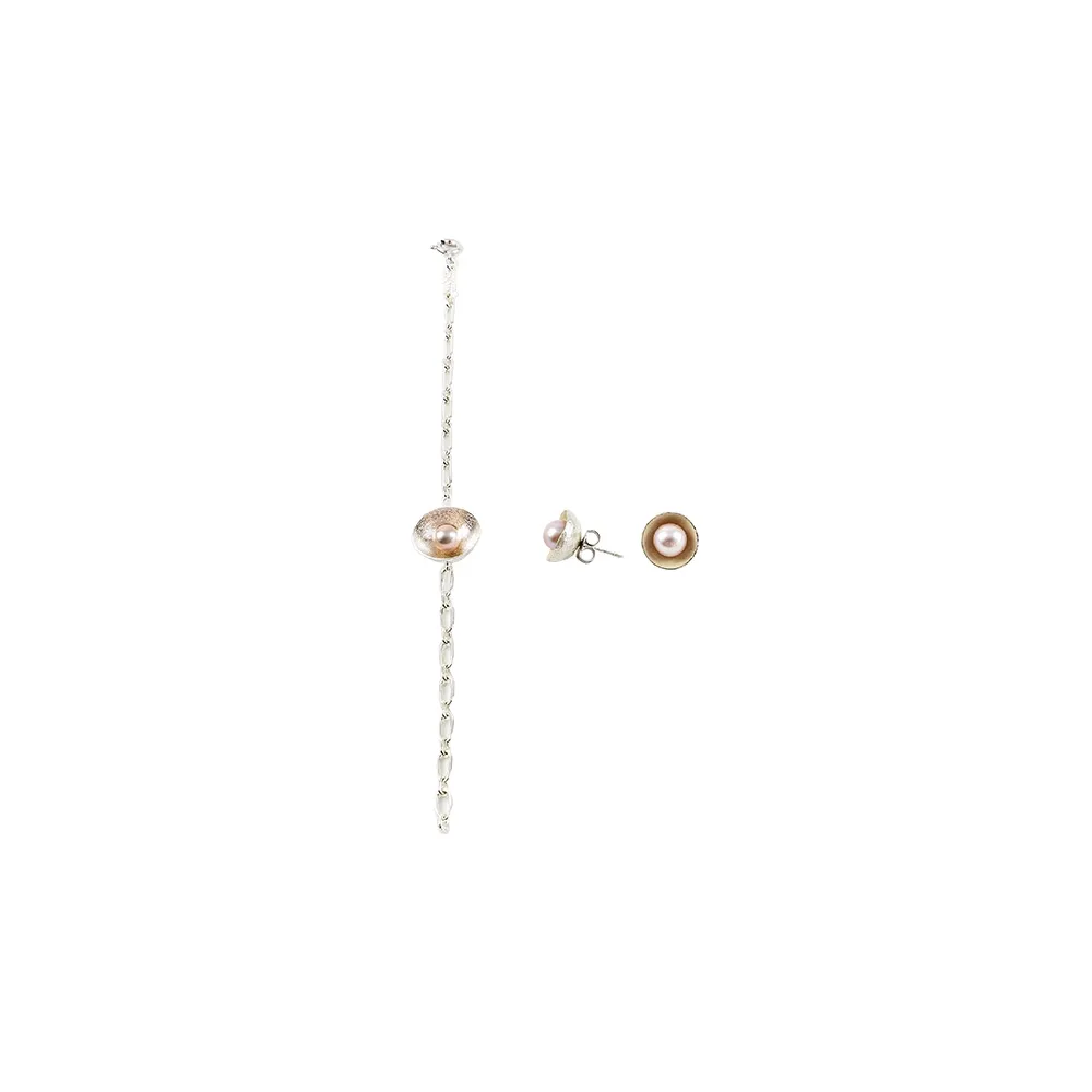 Ab Ove - Orecchini Rotondi in Argento con Perle River - Collezione Venere - Orecchini Artigianali - Alta Qualità Luxury
