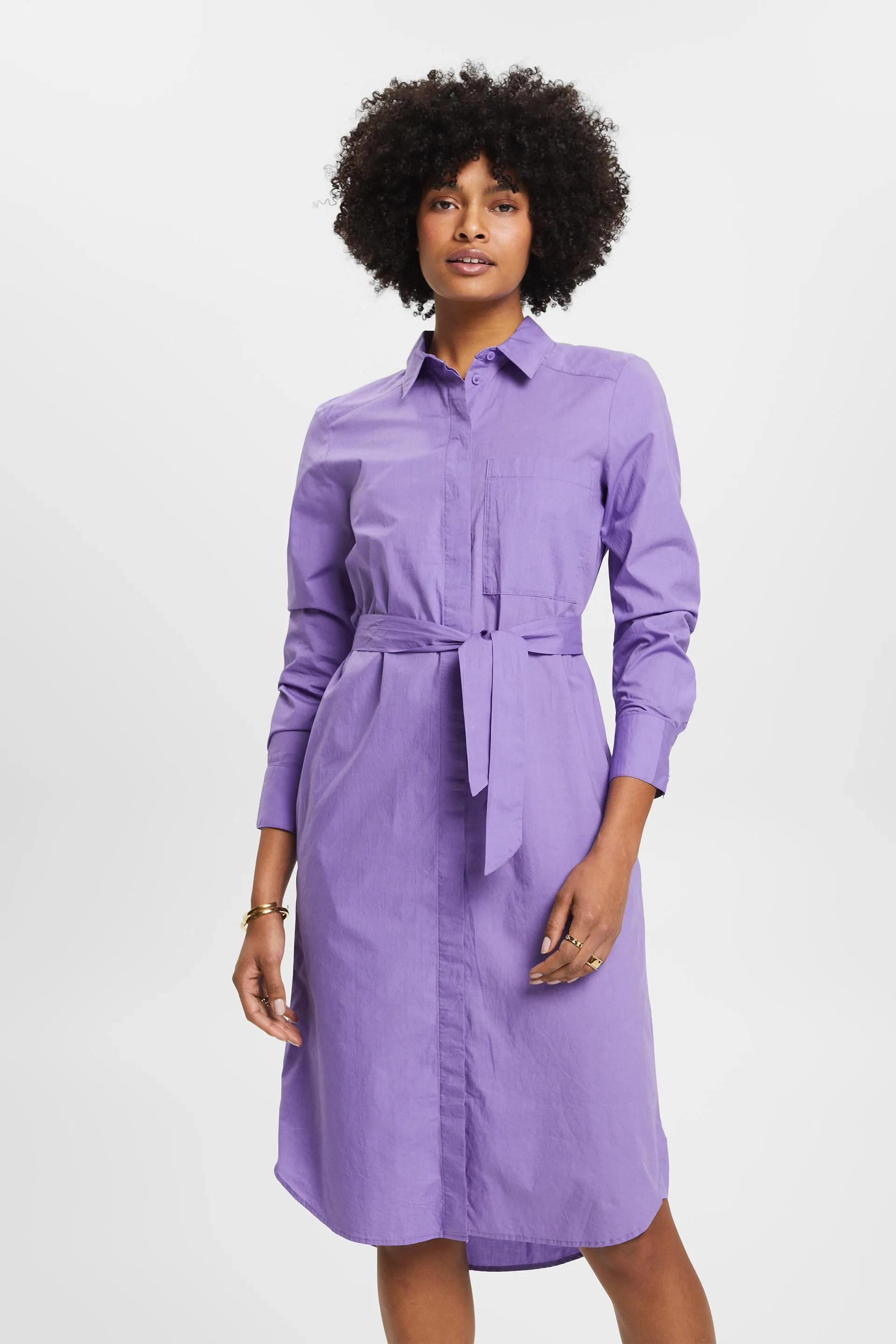 Abito a camicia in cotone con cintura da annodare
