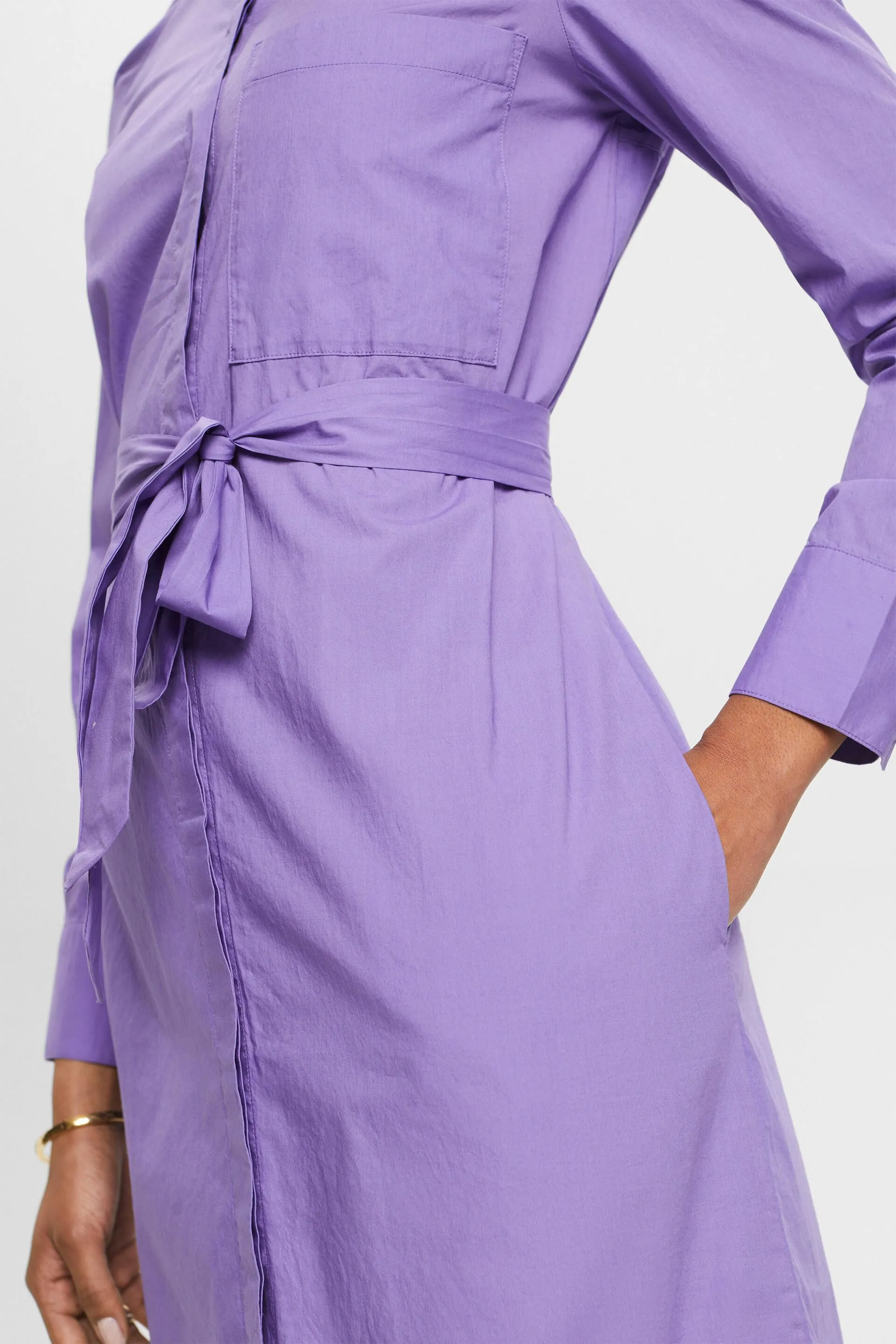 Abito a camicia in cotone con cintura da annodare