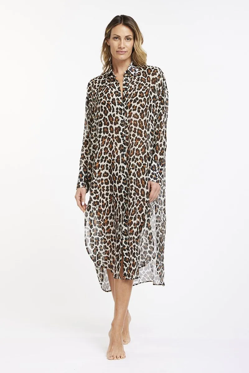 ABITO CAMICIA ANIMALIER IN CREPONNE