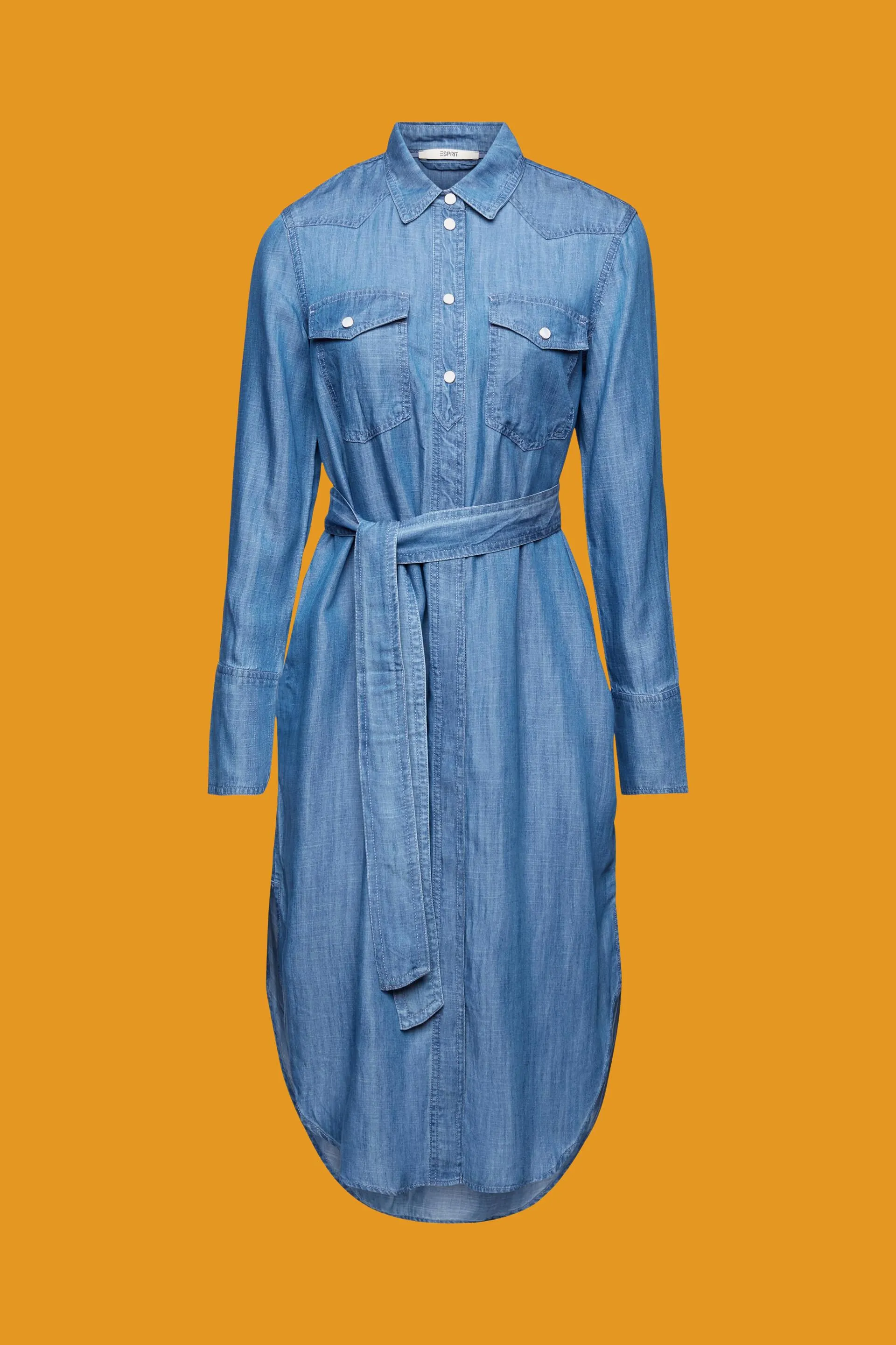 Abito camicia in denim con cintura da annodare staccabile