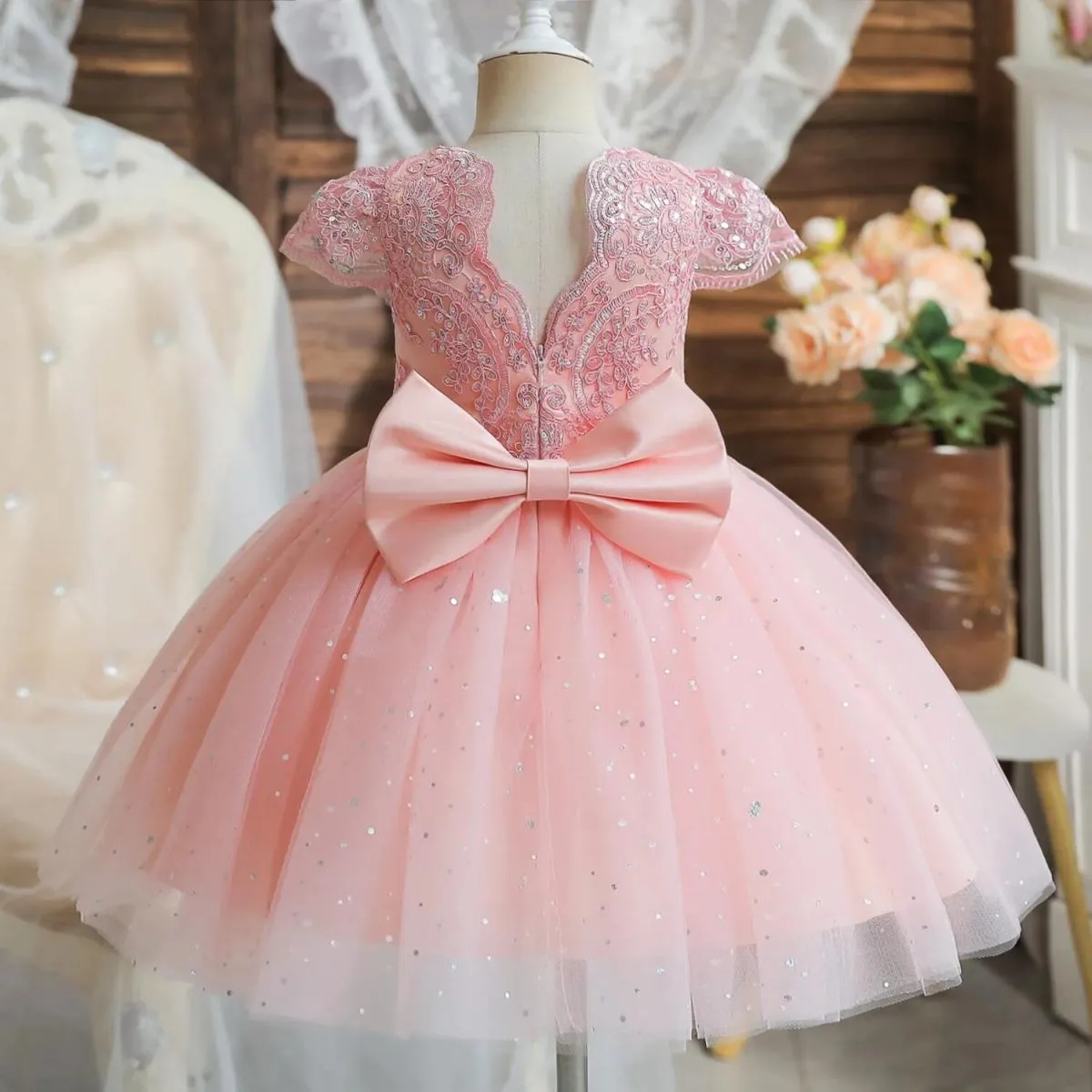 Abito da compleanno per ragazza di 12 anni, abito da compleanno per ragazza di 12 mesi, rosa