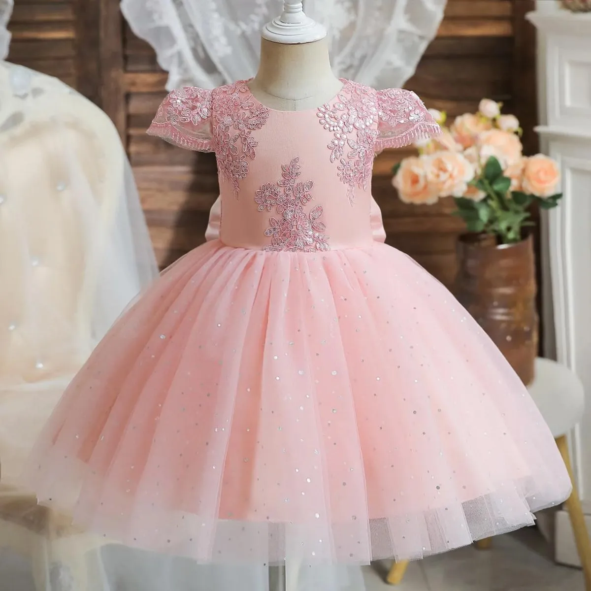 Abito da compleanno per ragazza di 12 anni, abito da compleanno per ragazza di 12 mesi, rosa