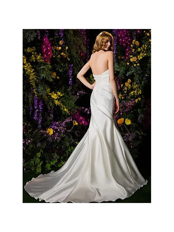 Abito da Sposa a Sirena Economico Semplice con scollatura a Cuore