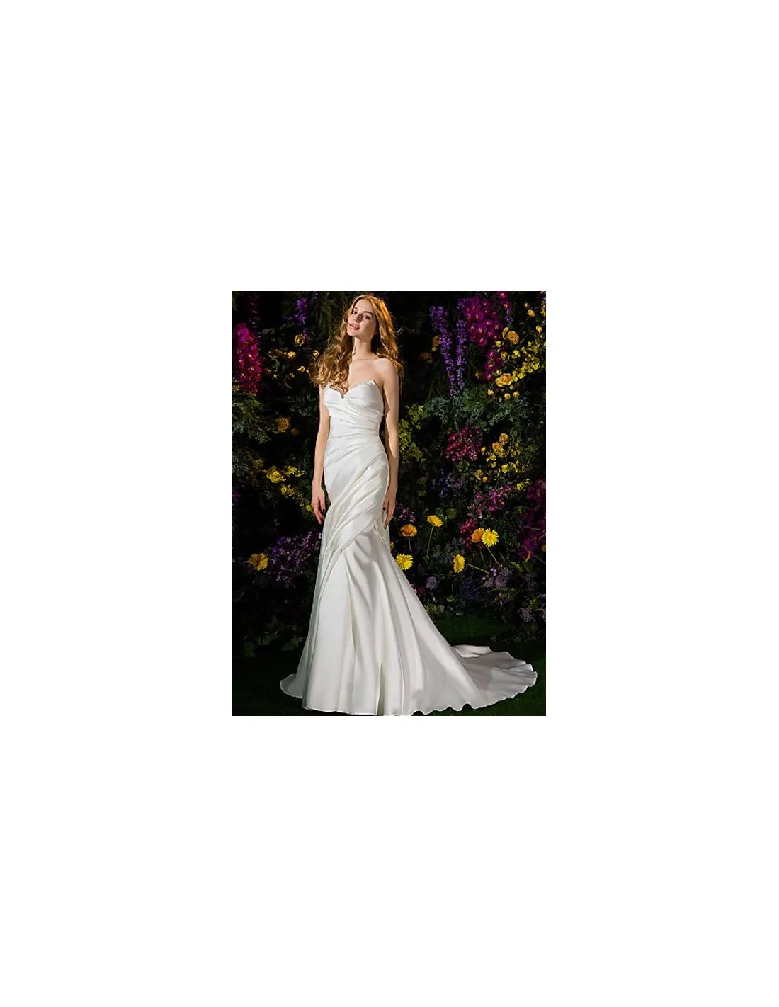 Abito da Sposa a Sirena Economico Semplice con scollatura a Cuore
