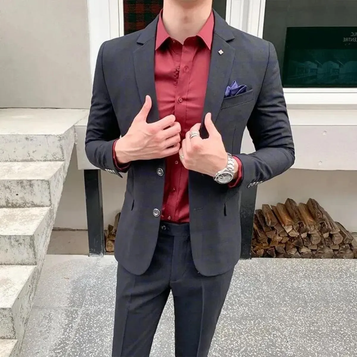 Abito da uomo Blazer Pantaloni Gilet Set da 3 pezzi / Matrimonio maschile Nuovo autunno Business Abito scozzese formale Cappotto