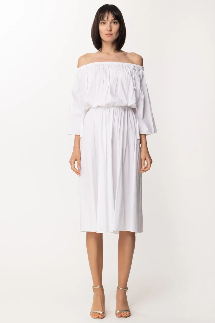 Abito longuette con off-shoulder BIANCO OTTICO