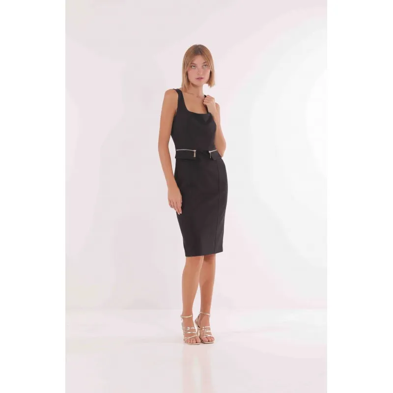 ABITO LONGUETTE CON ZIP TESSUTO TECNICO NERO