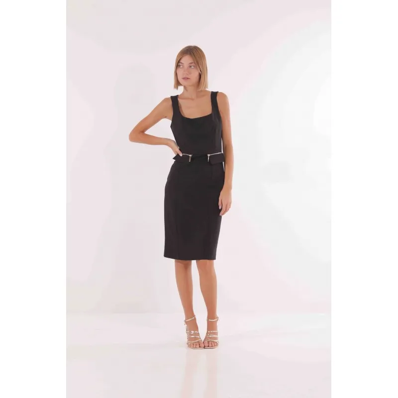 ABITO LONGUETTE CON ZIP TESSUTO TECNICO NERO