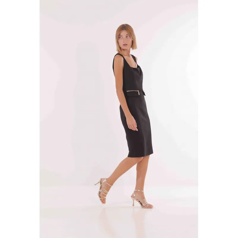 ABITO LONGUETTE CON ZIP TESSUTO TECNICO NERO