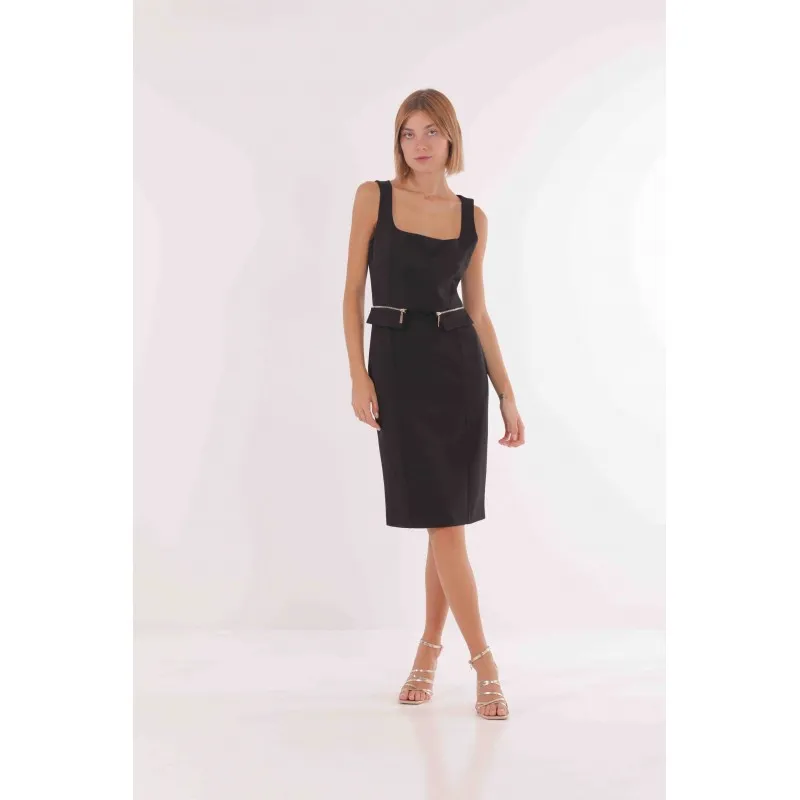 ABITO LONGUETTE CON ZIP TESSUTO TECNICO NERO