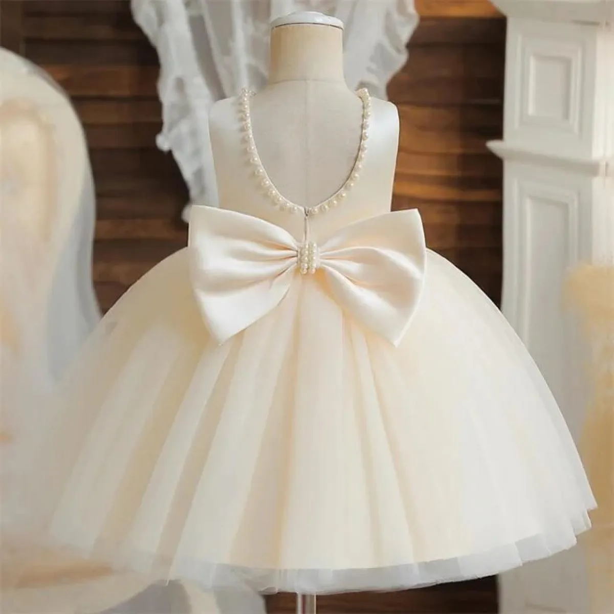 Abito natalizio rosso per ragazze con fiocco per bambini, abito da festa per il primo compleanno, elegante tutù natalizio per pr