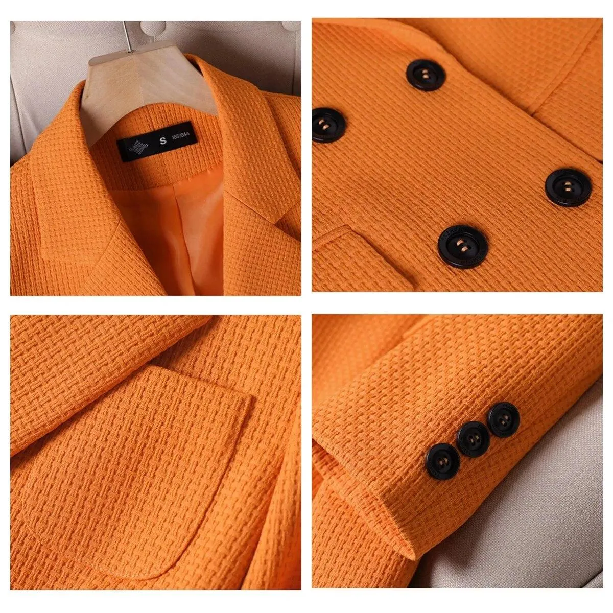 Autunno Inverno Donna Blazer formale Abito da ufficio da donna Manica lunga Doppio petto Giacca da lavoro Cappotto Capispalla fe