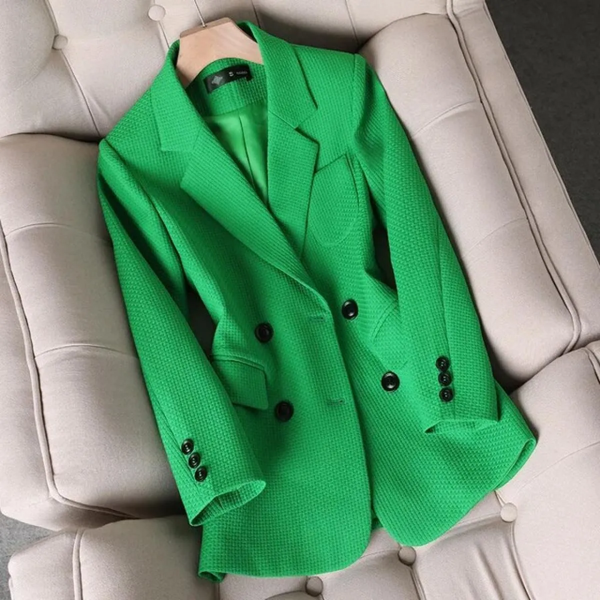 Autunno Inverno Donna Blazer formale Abito da ufficio da donna Manica lunga Doppio petto Giacca da lavoro Cappotto Capispalla fe