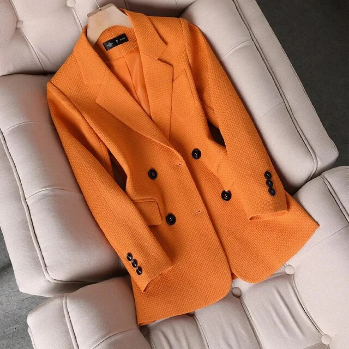 Autunno Inverno Donna Blazer formale Abito da ufficio da donna Manica lunga Doppio petto Giacca da lavoro Cappotto Capispalla fe