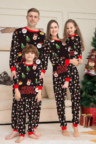 Babbo Natale e albero di Natale Set pigiama coordinato famiglia nero