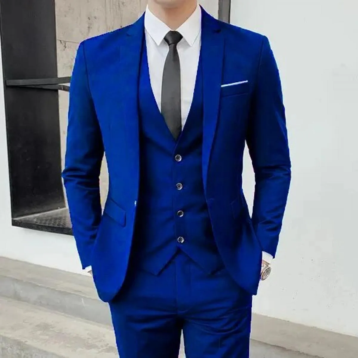 Blazer da sposo da uomo d'affari, pantaloni, abito da sposa, banchetto, tinta unita, vestibilità slim, giacca, cappotto, gilet,