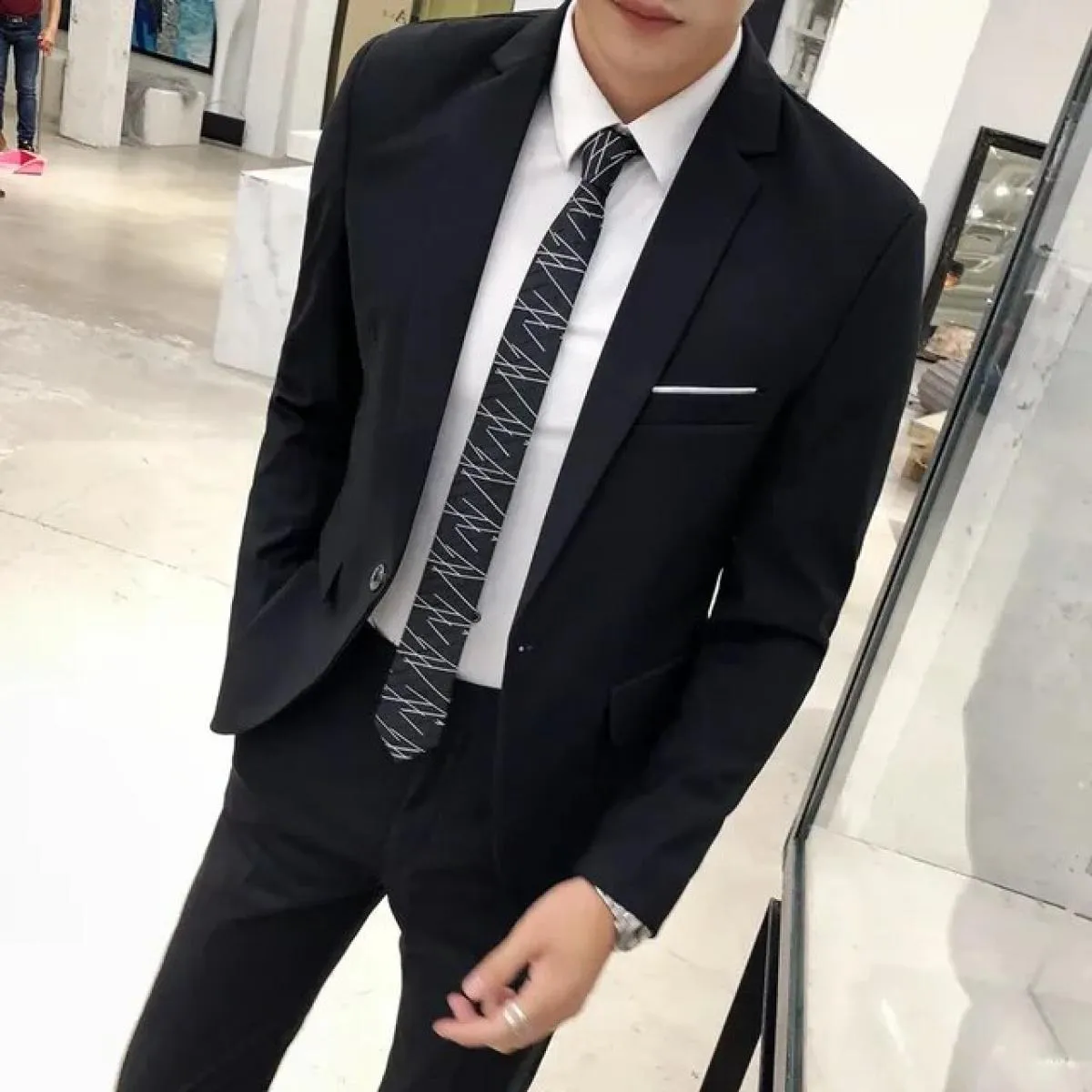 Blazer da sposo da uomo d'affari, pantaloni, abito da sposa, banchetto, tinta unita, vestibilità slim, giacca, cappotto, gilet,
