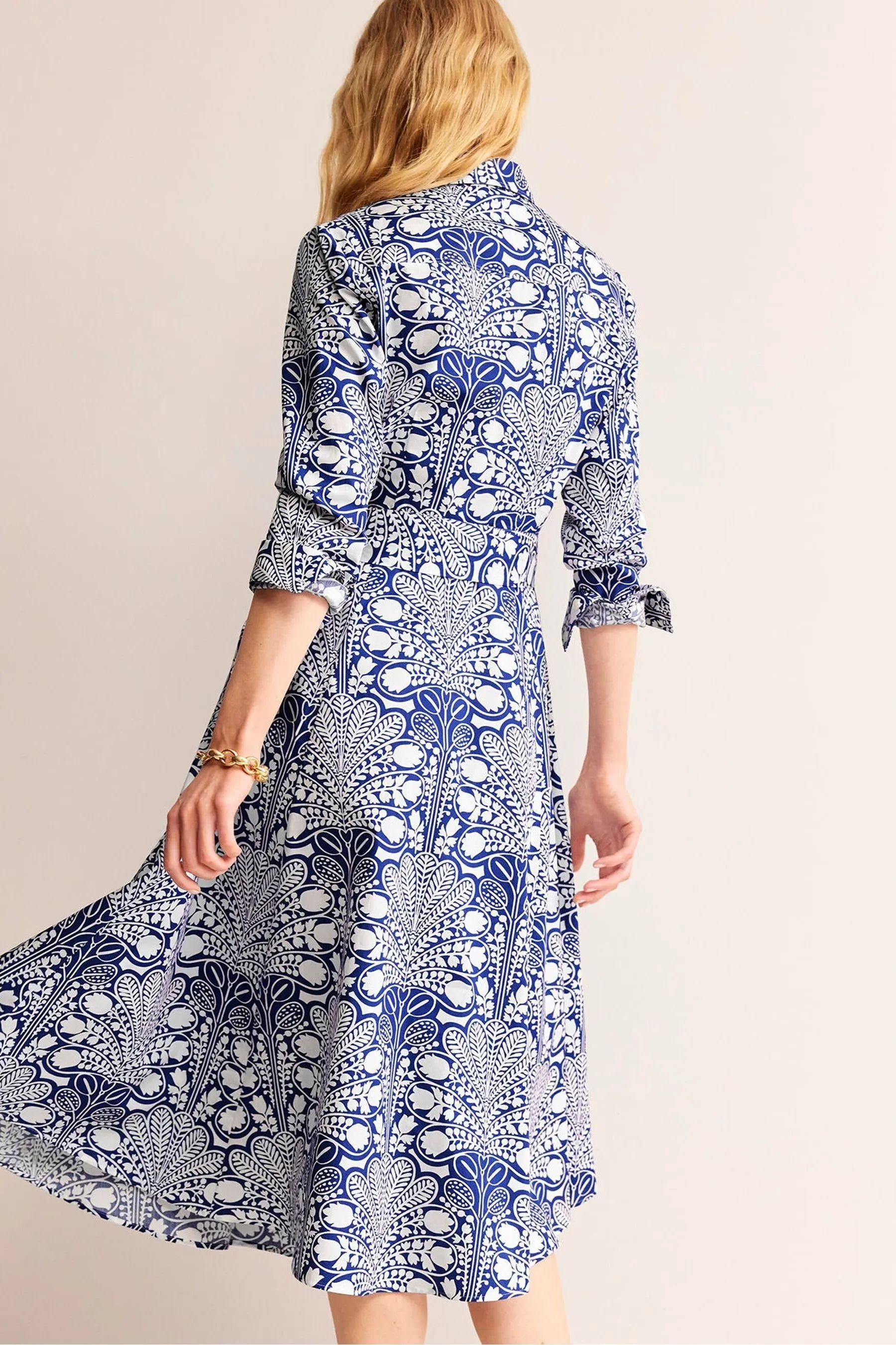 Boden Amy 100% Cotone Camicia Midi Vestito    