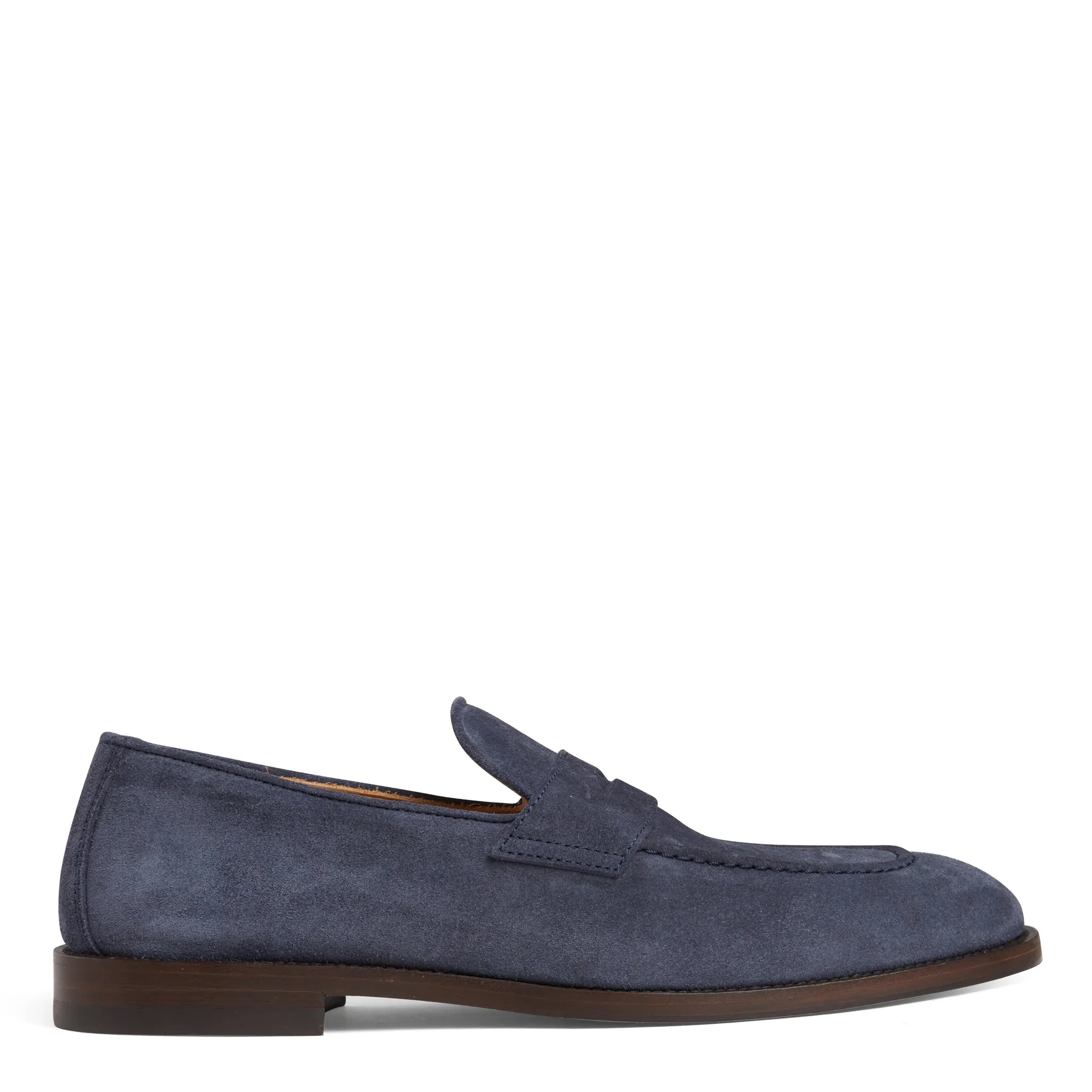 BRUNELLO CUCINELLI  Mocassino in camoscio blu