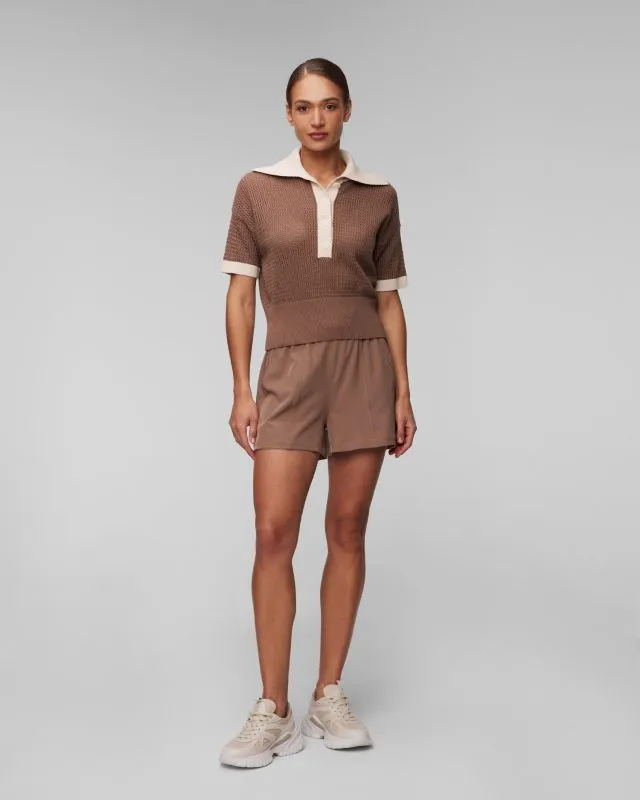 Brązowe polo dzianinowe damskie Varley Finch Knit Polo var01826-tswc