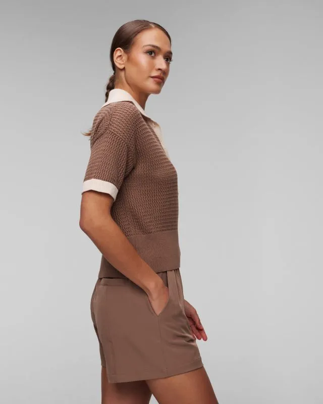 Brązowe polo dzianinowe damskie Varley Finch Knit Polo var01826-tswc