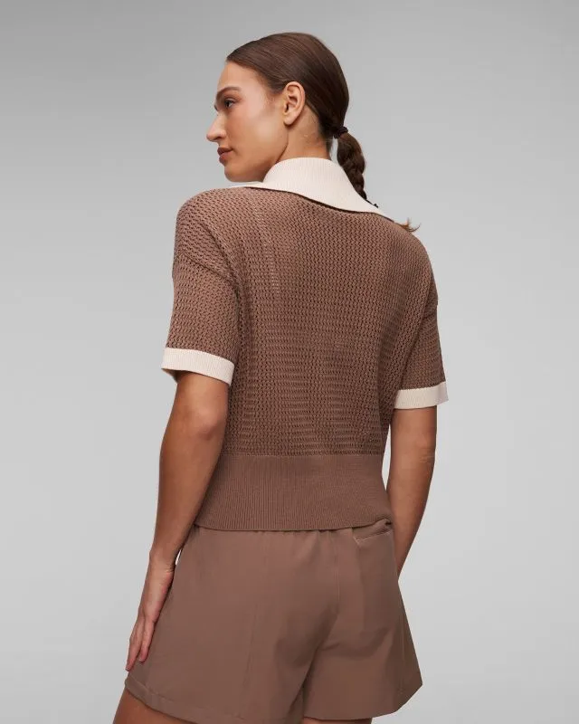 Brązowe polo dzianinowe damskie Varley Finch Knit Polo var01826-tswc