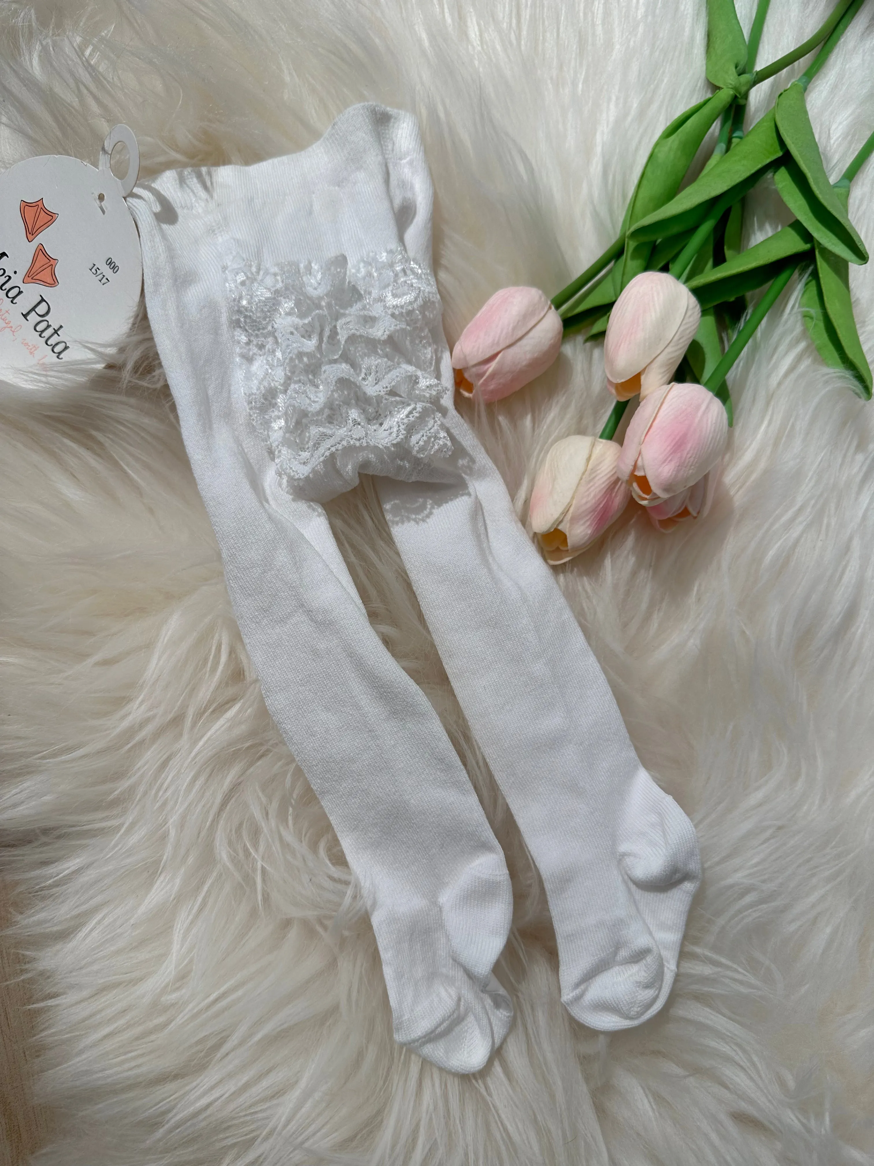 Calzamaglia Neonata Bianco con Volant elasticizzata