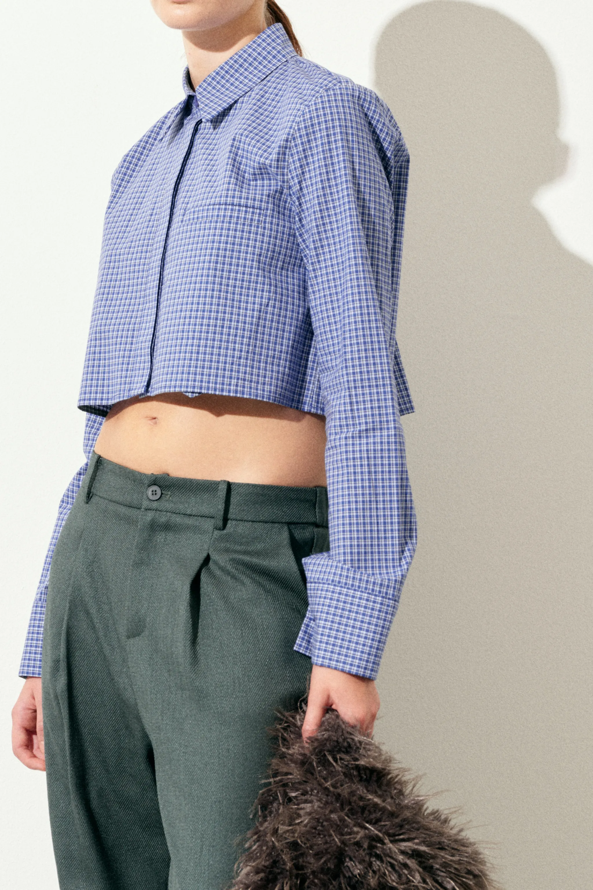 CAMICIA CROP A QUADRI
