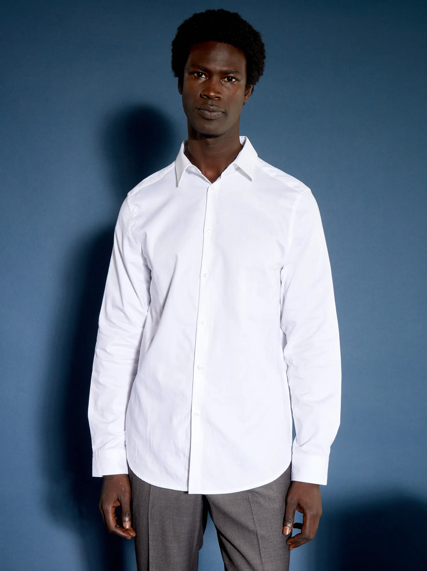 Camicia dritta tinta unita - Bianco