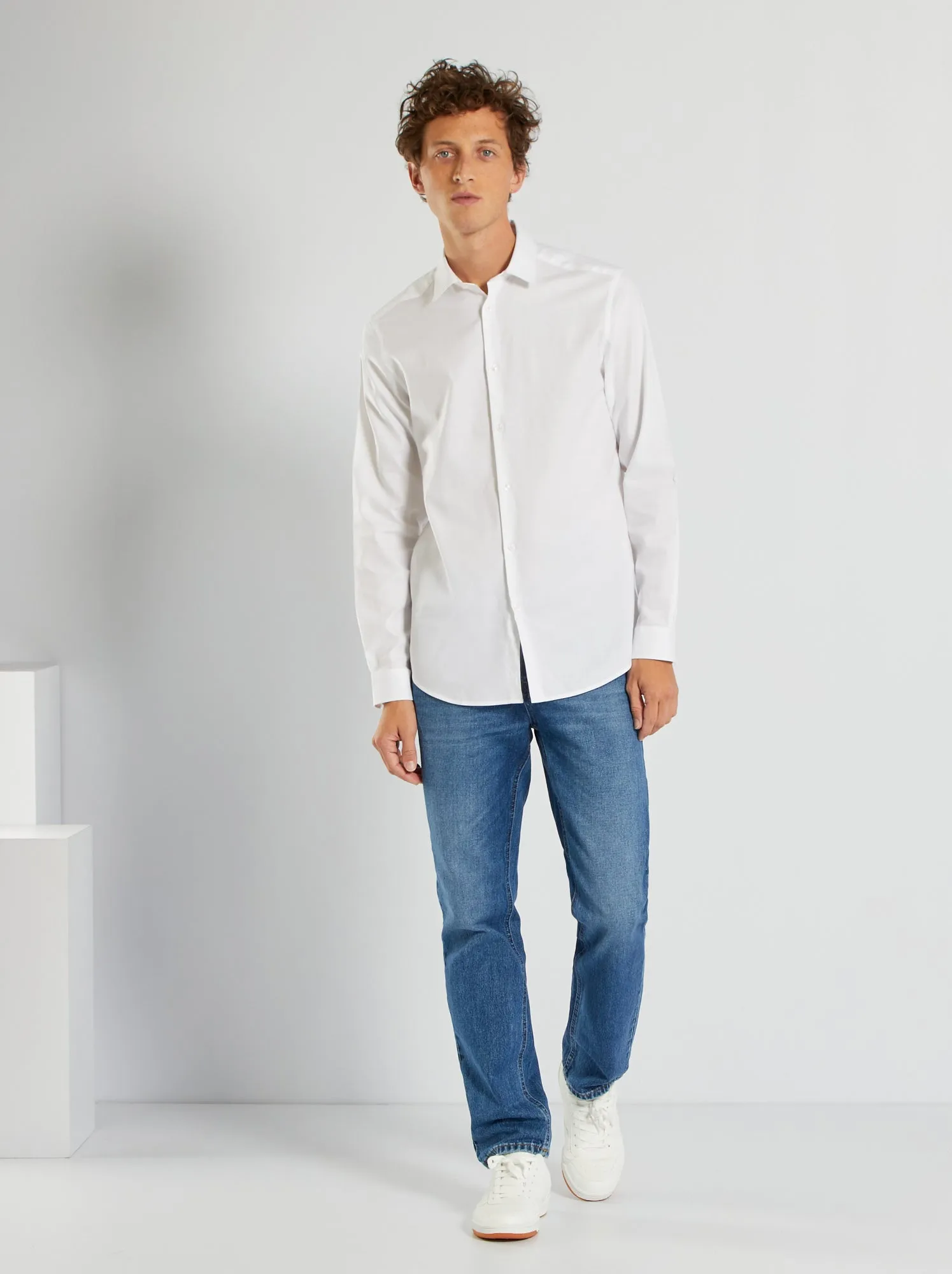 Camicia dritta tinta unita - Bianco