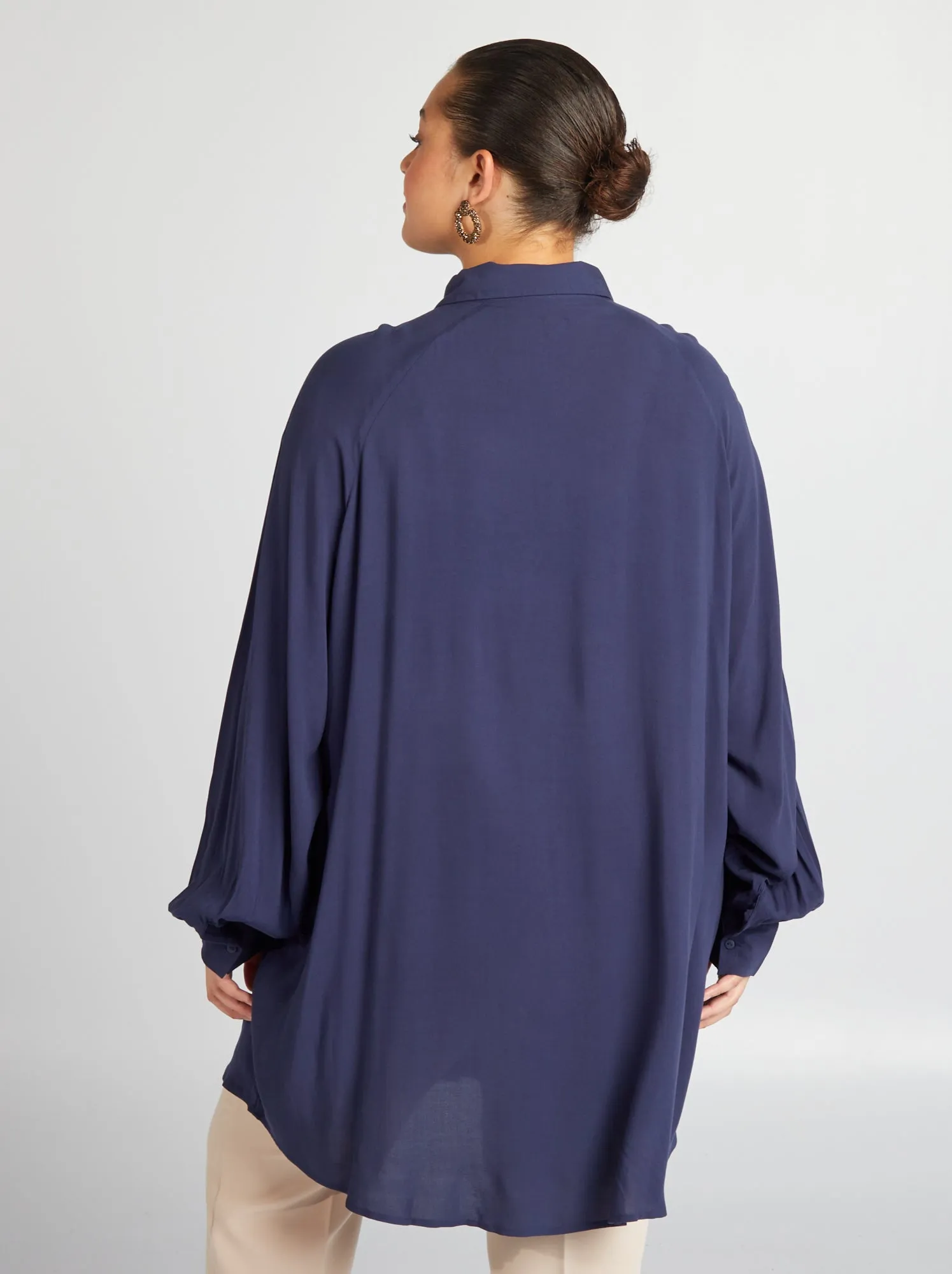 Camicia lungo con maniche lunghe - BLU
