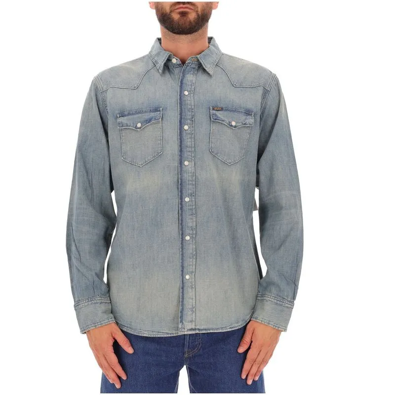Camicia Western in denim scolorito 
