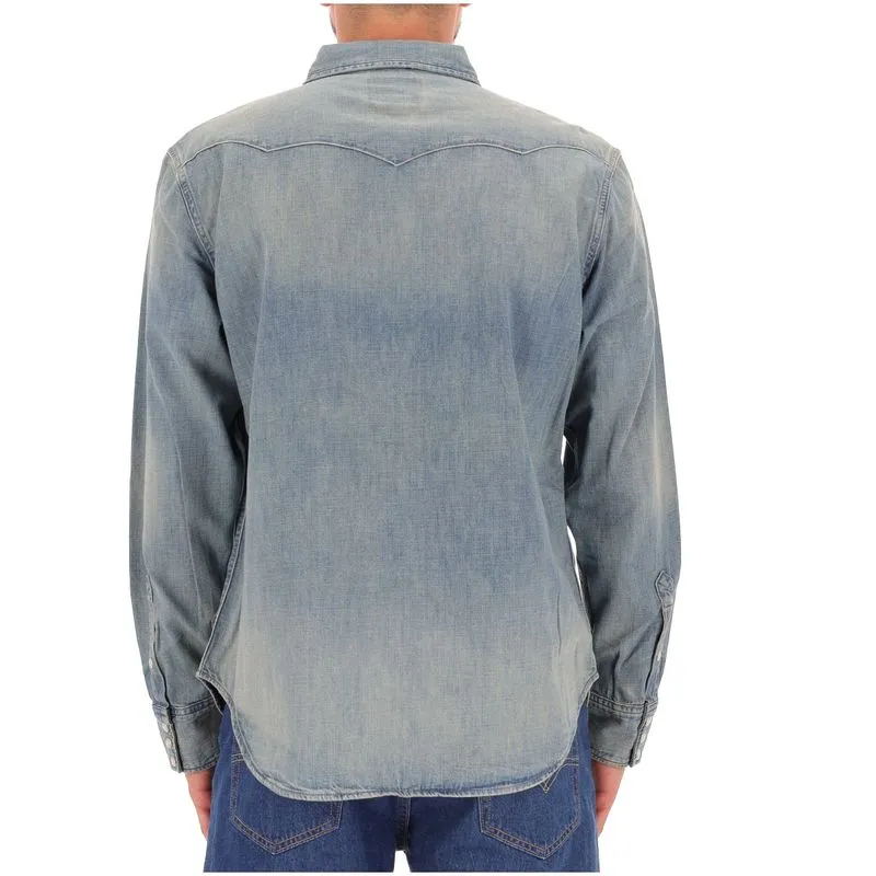 Camicia Western in denim scolorito 