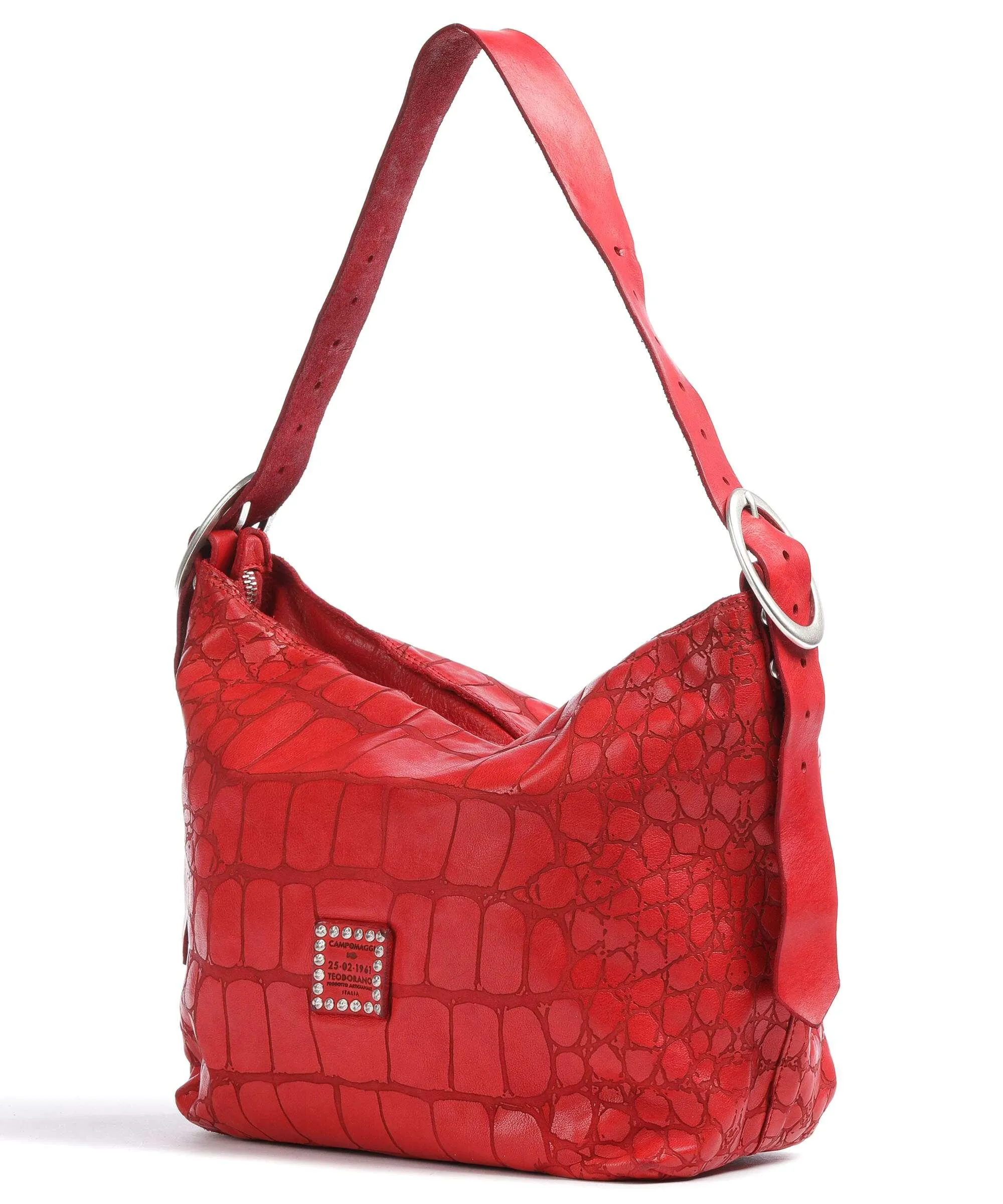  Campomaggi Borsa hobo pelle di vacchetta goffrata rosso  