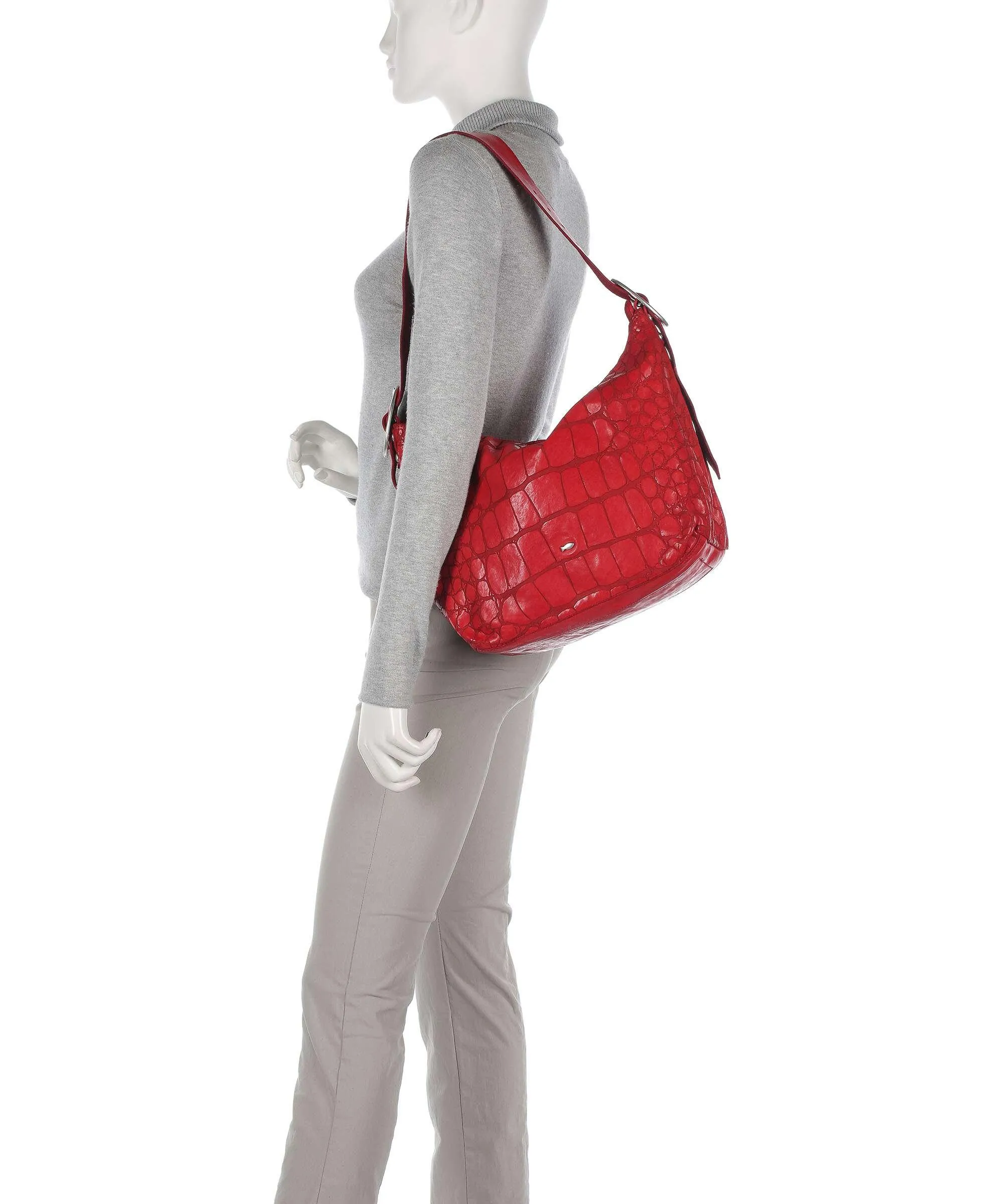  Campomaggi Borsa hobo pelle di vacchetta goffrata rosso  