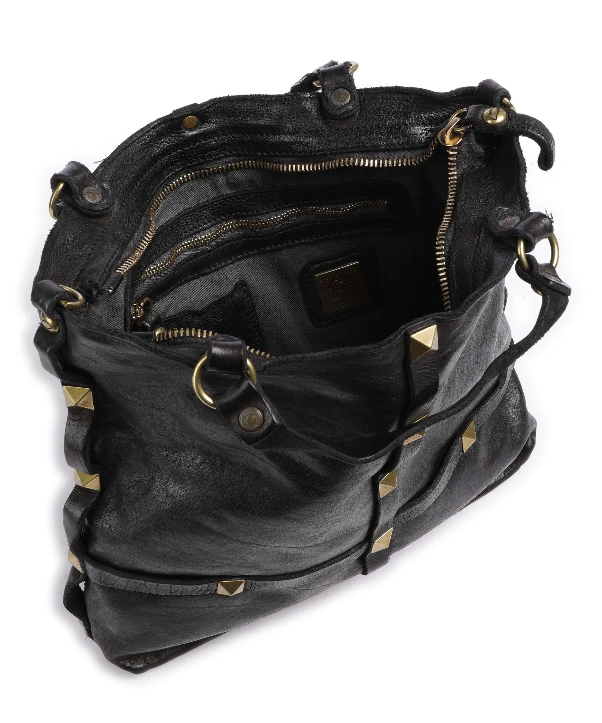  Campomaggi Prestige Borsa a mano pelle di vacchetta grana nero  