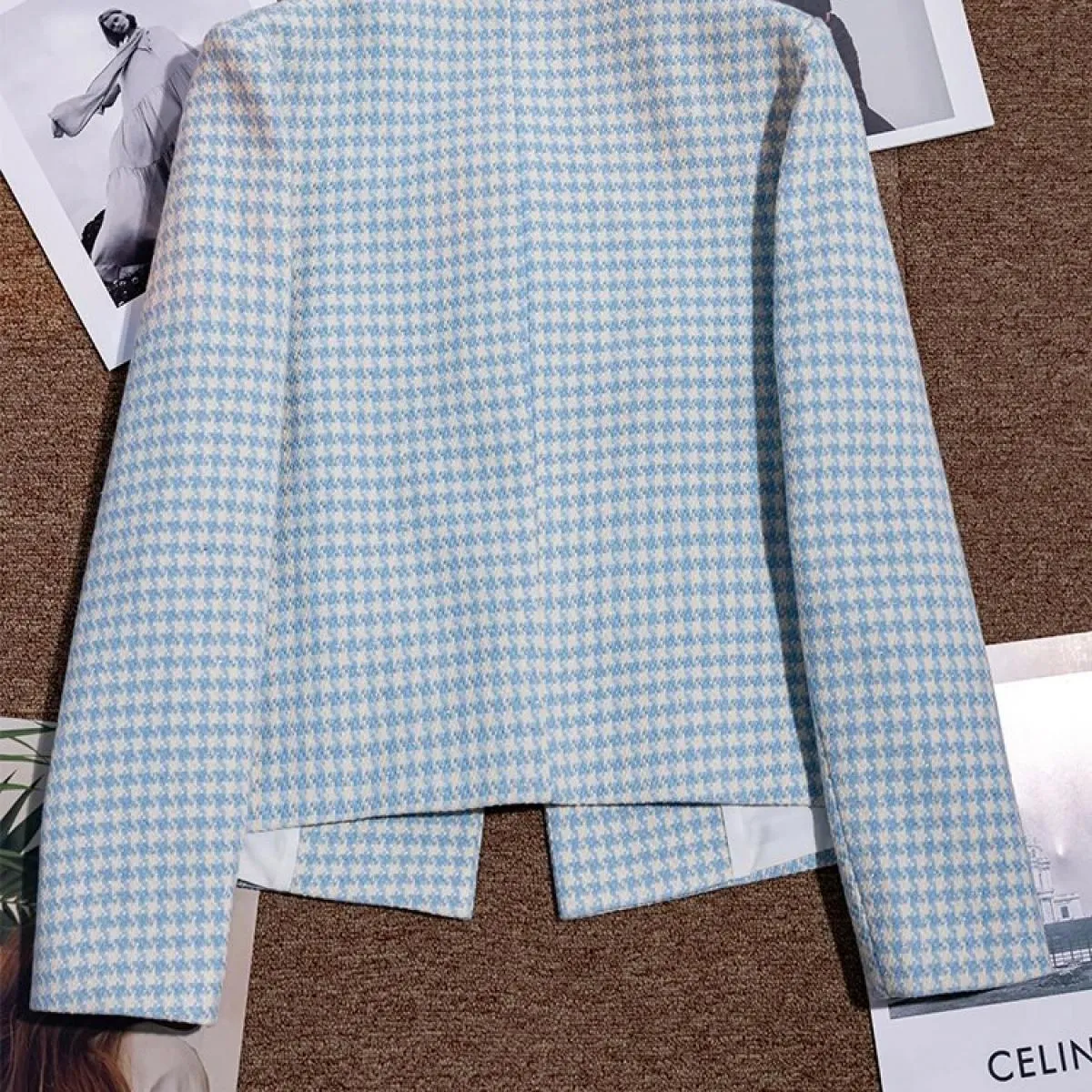 Cappotto blazer casual da donna autunno inverno nuovo arrivo giacca allentata monopetto a maniche lunghe scozzese blu nero
