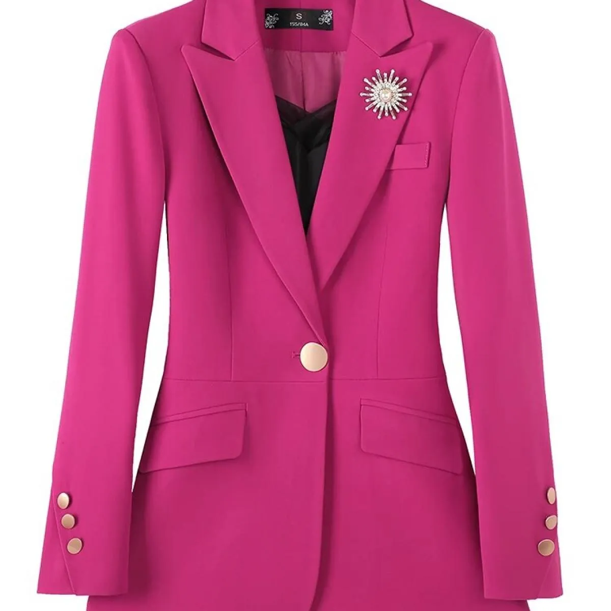 Cappotto blazer formale da donna a maniche lunghe Rosa Blu Nero Solido Giacca da lavoro slim da donna con bottone singolo da don