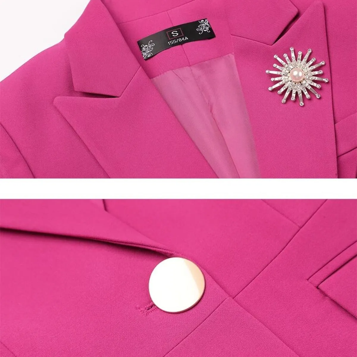 Cappotto blazer formale da donna a maniche lunghe Rosa Blu Nero Solido Giacca da lavoro slim da donna con bottone singolo da don